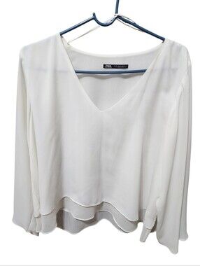 Zara Ladies Bell Sleeves White Top